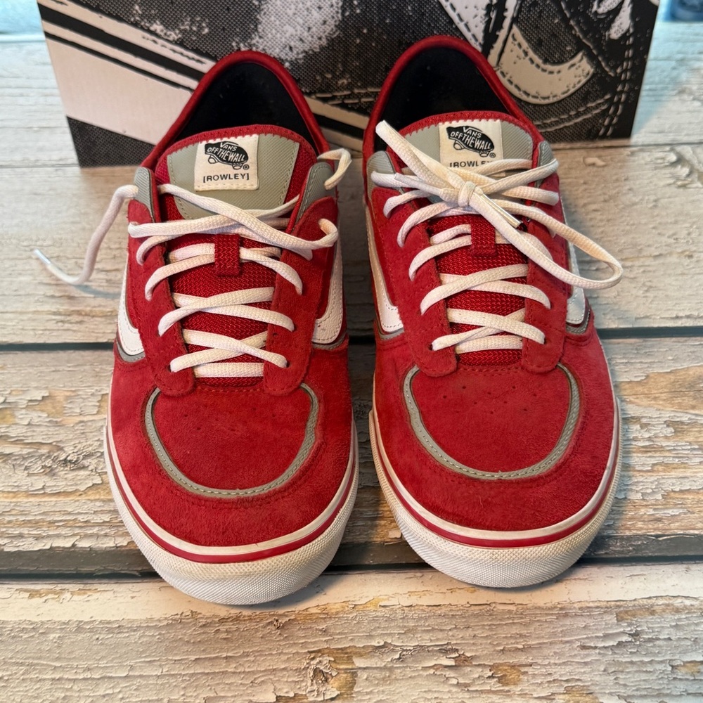 Vans Rowley Skate Shoes Men 12 Red Suede White Classic NIB Pro Model Rare - Picture 2 of 9